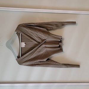 Sweater Pink Rose Willow Green Cable Knit Size: XS